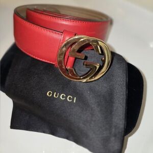 Gucci Red and Tan Leather Belt